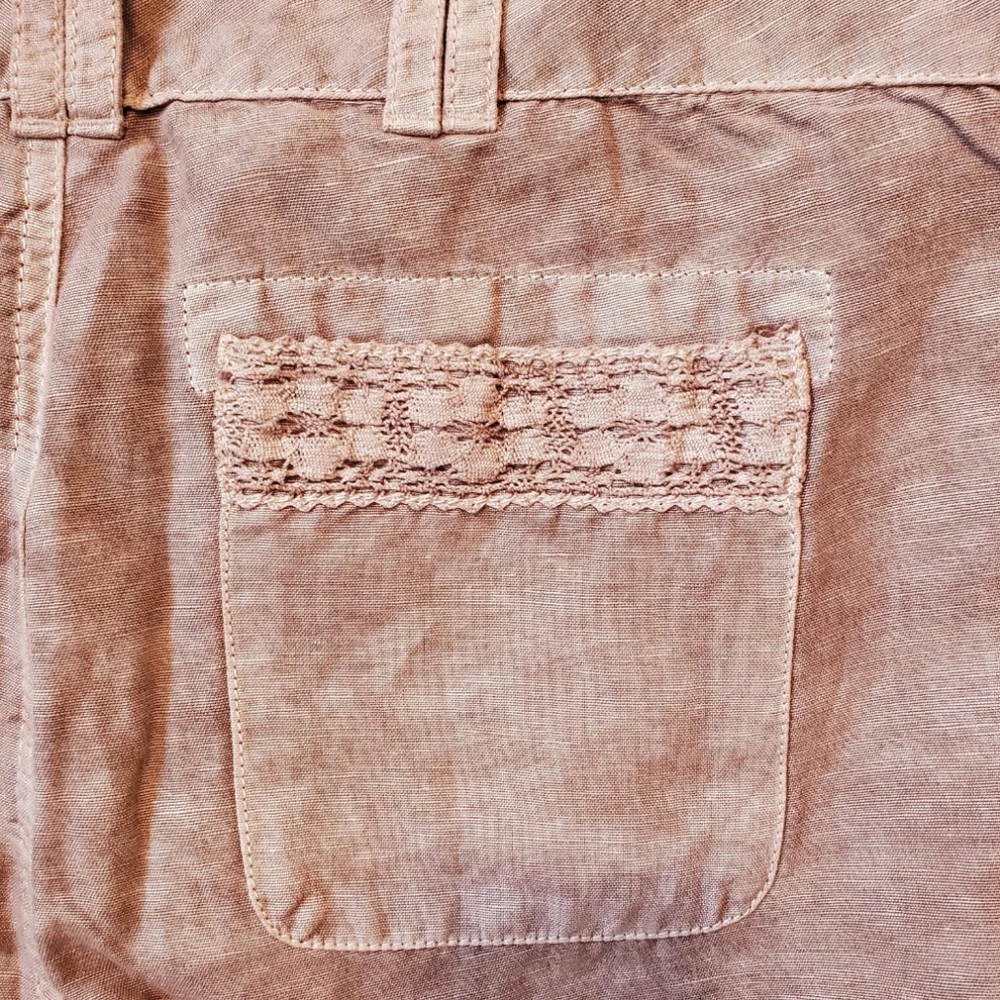 $FINAL$ NWOT Sundance Organia Cotton Linen Blend Convertable Pants Lace Trim - Picture 7 of 10